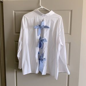 Button down tie-back blouse